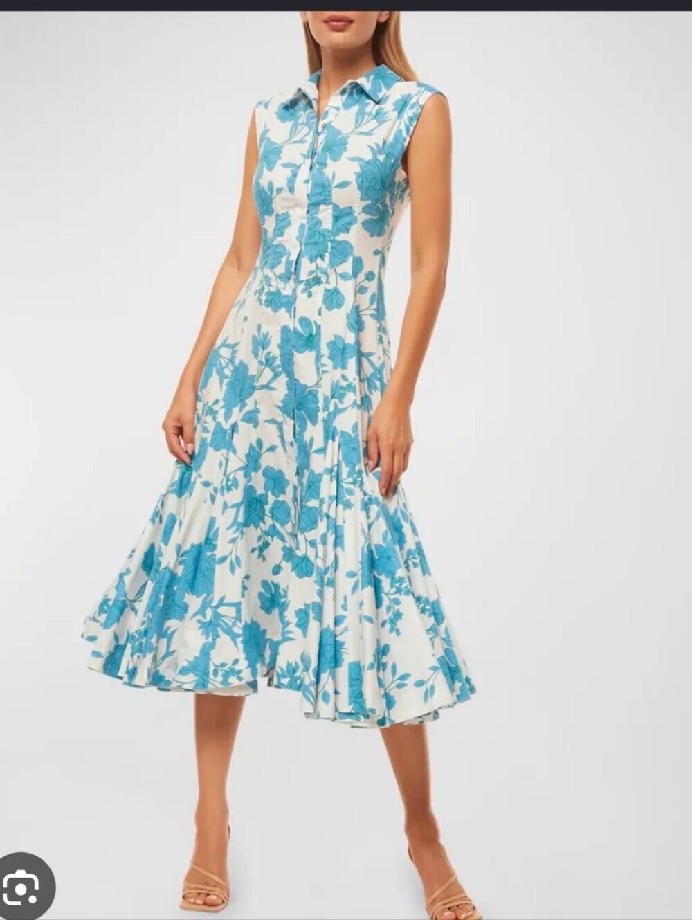 MISA Los Angeles Blue Floral Midi Skirt